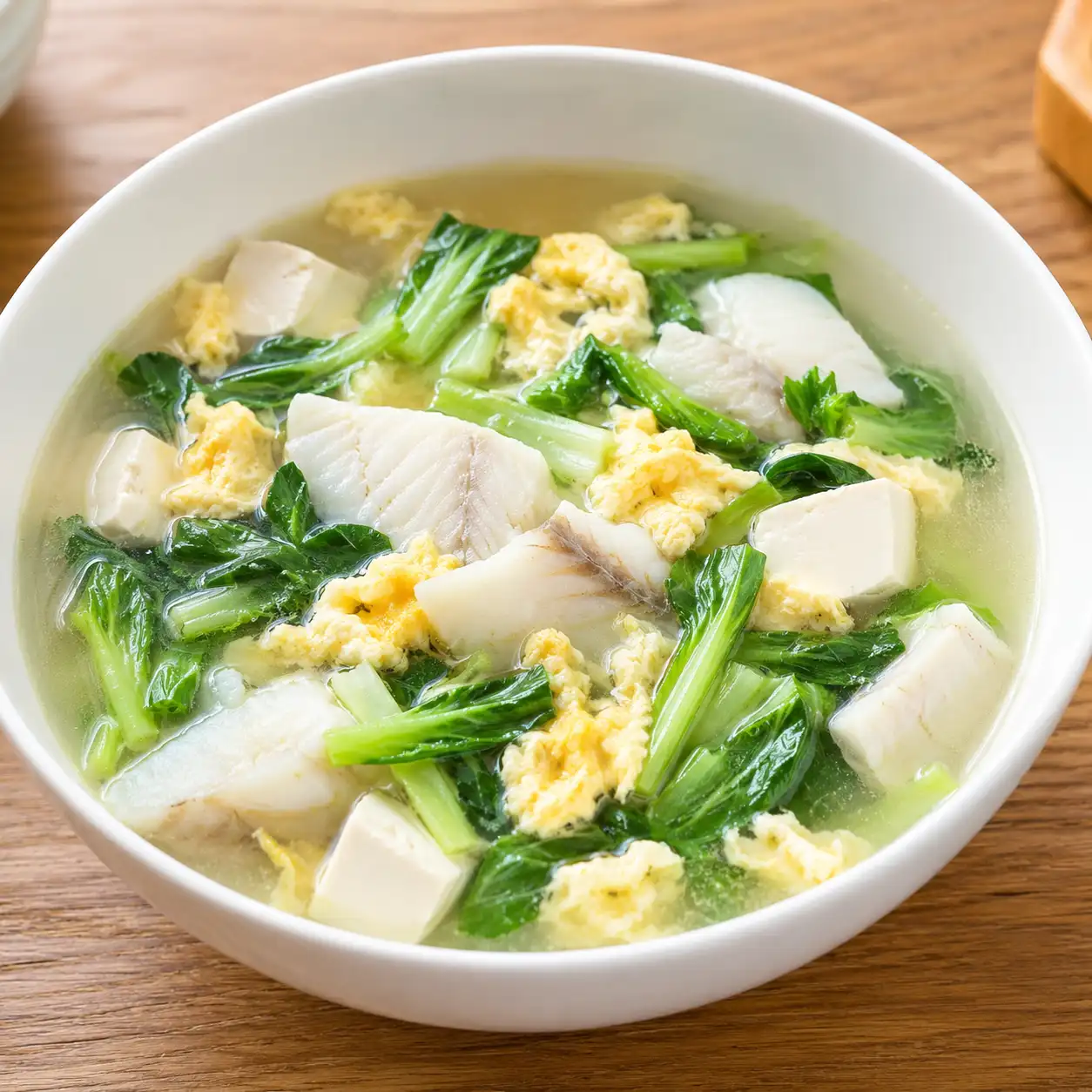 魚片小白菜清蛋湯
