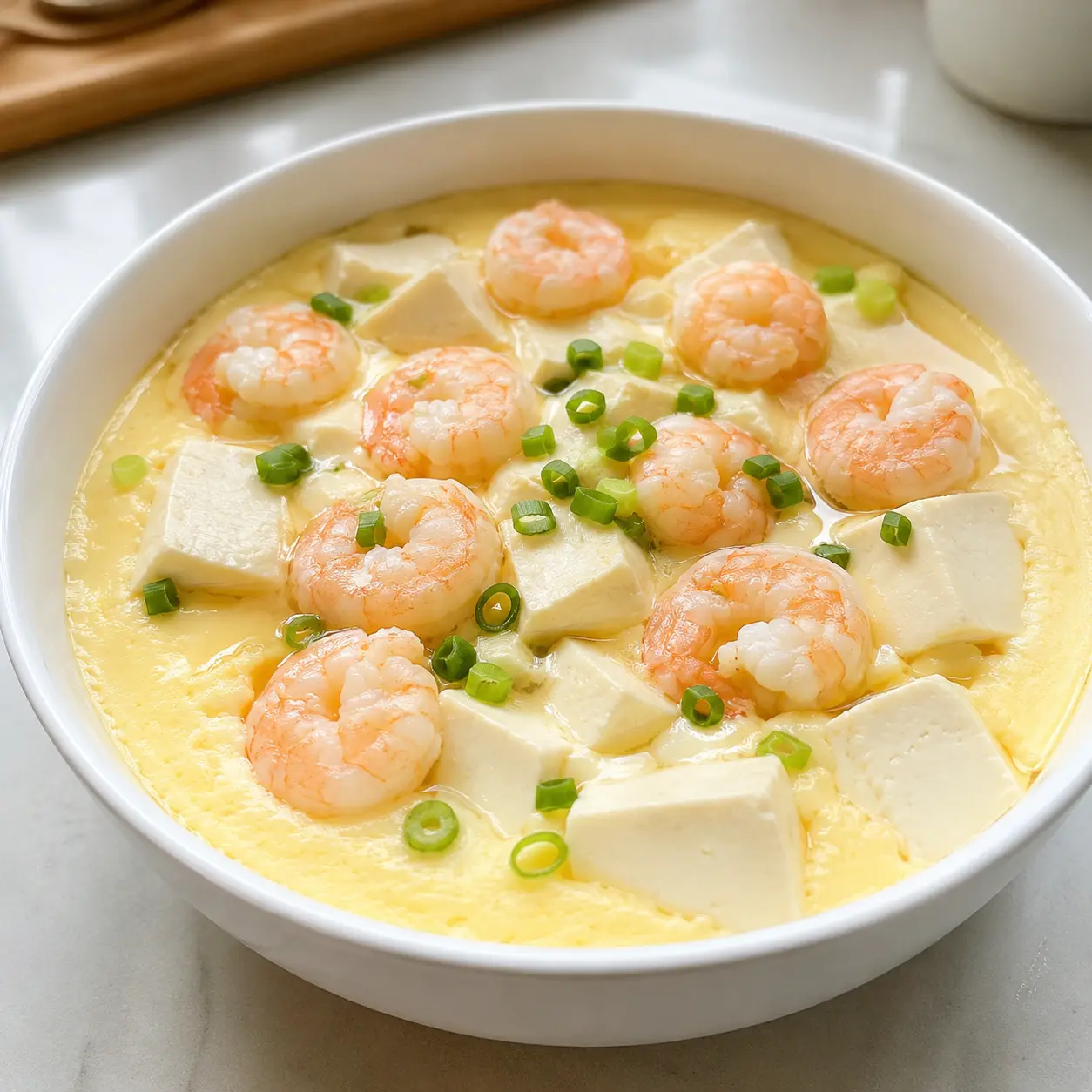 蝦仁豆腐二段蒸蛋