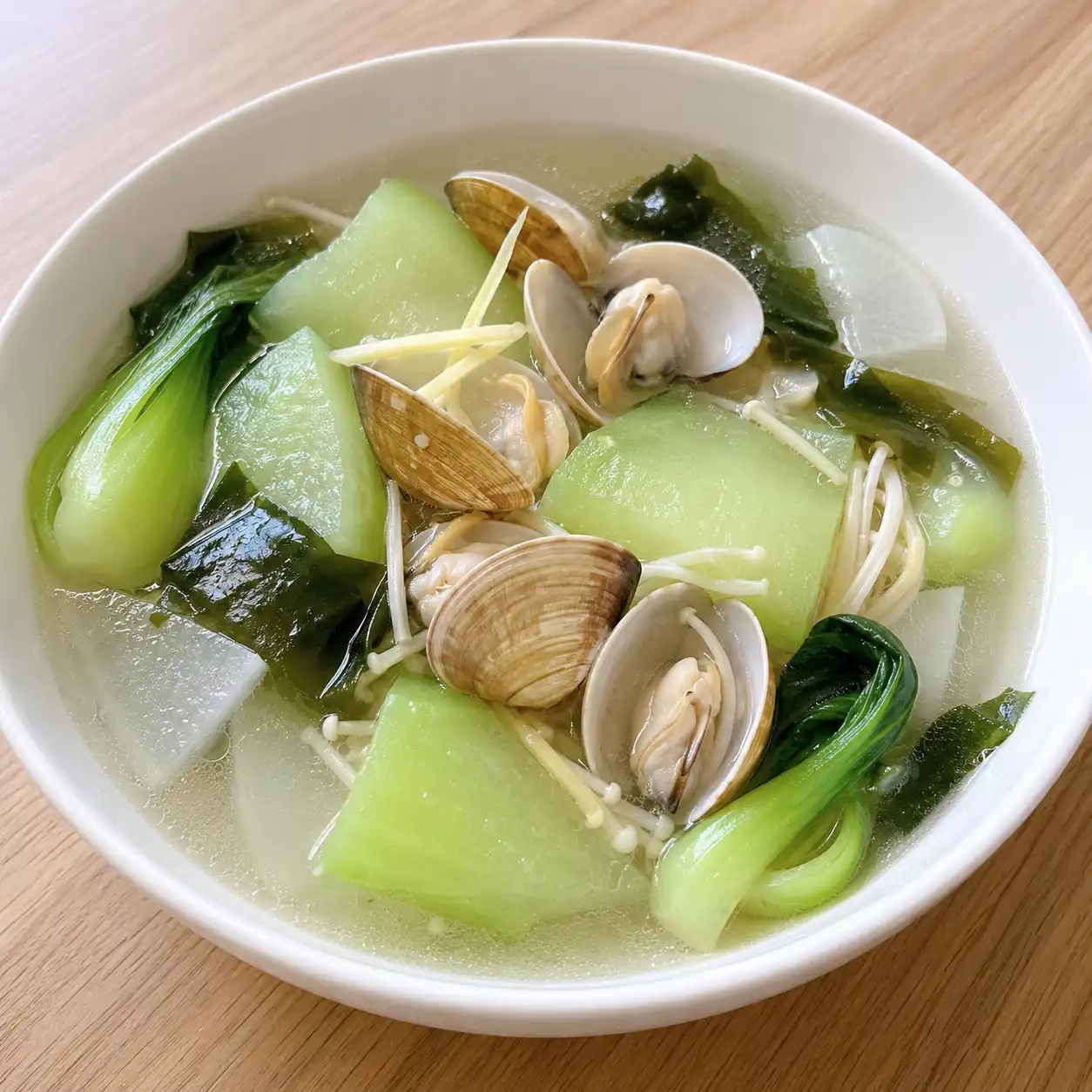 蛤蜊瓠瓜海帶芽清煮