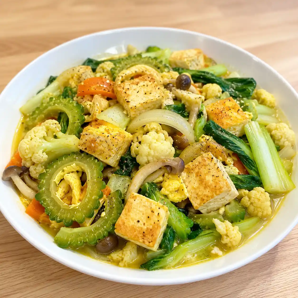 咖哩豆腐苦瓜花椰菜燴
