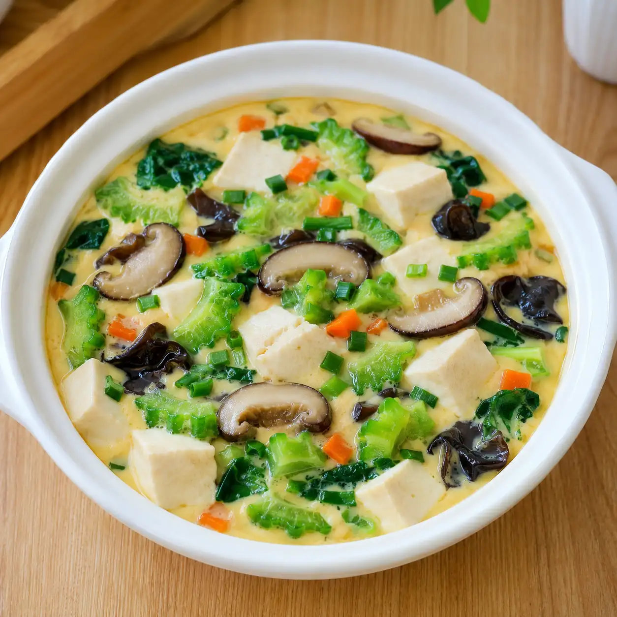 香菇豆腐苦瓜蒸蛋