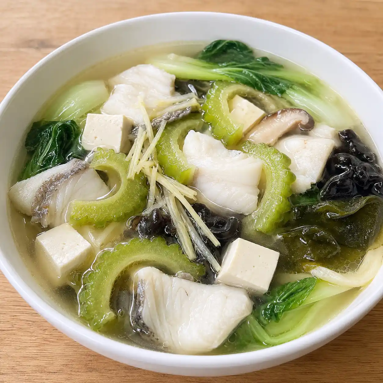薑絲魚片苦瓜豆腐湯