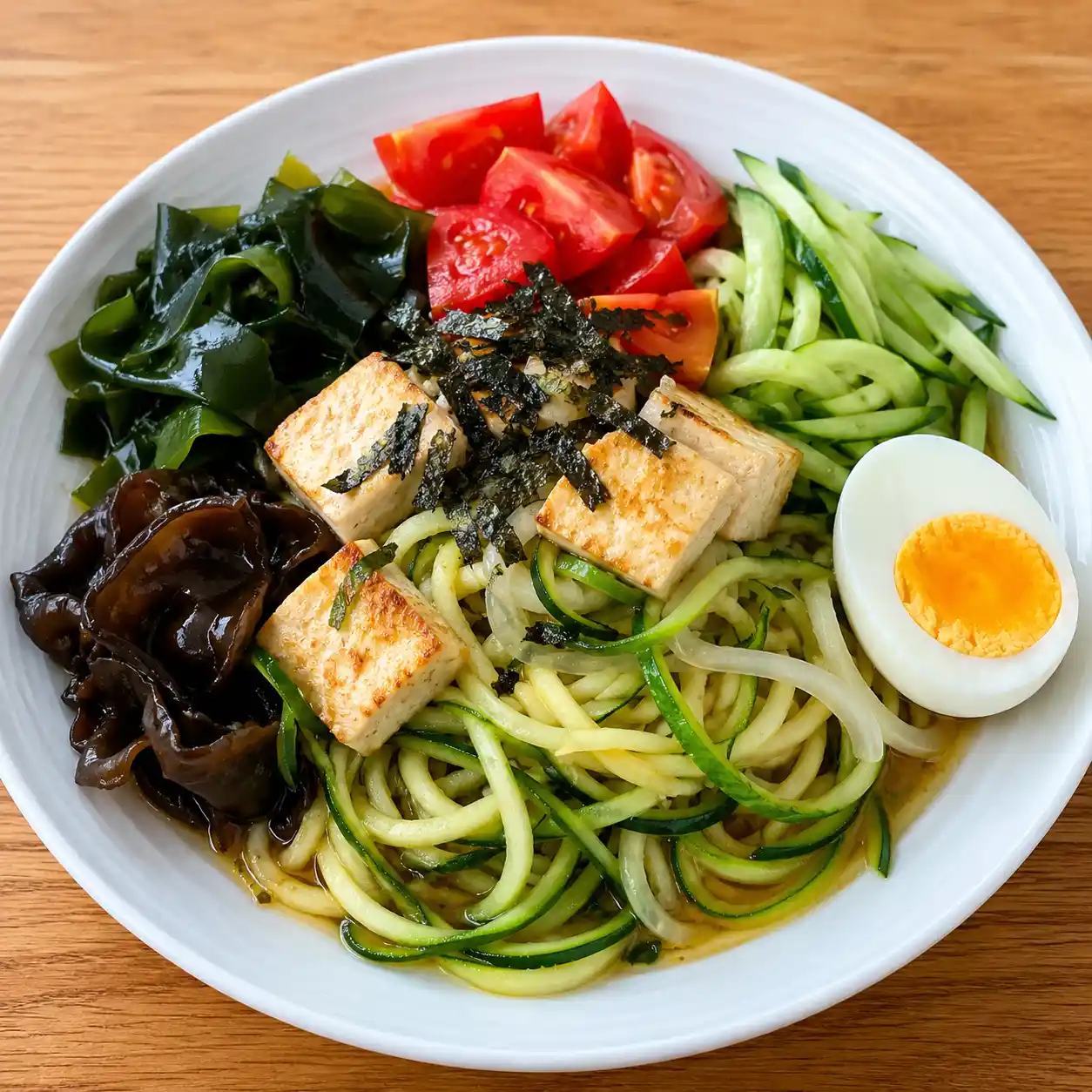 海帶芽豆腐櫛瓜冷煎麵