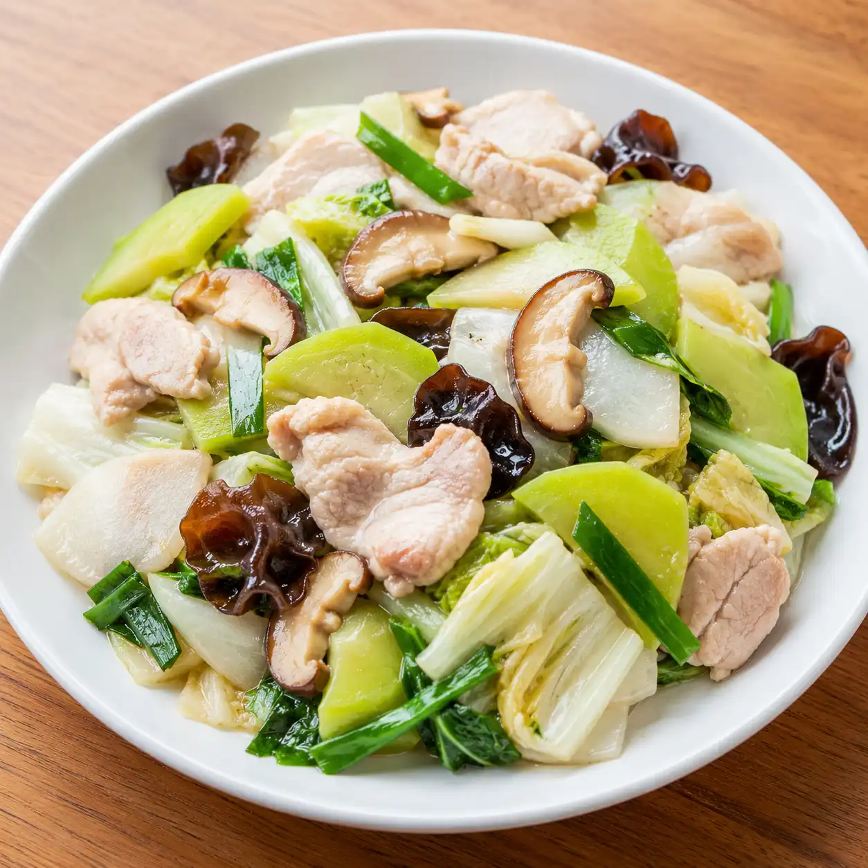 白胡椒雞肉佛手瓜白菜炒