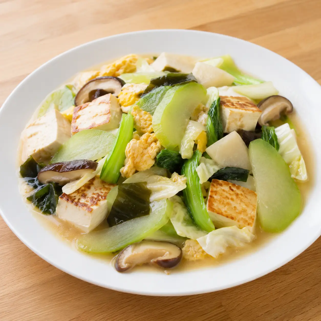 味噌豆腐佛手瓜菇菇炒