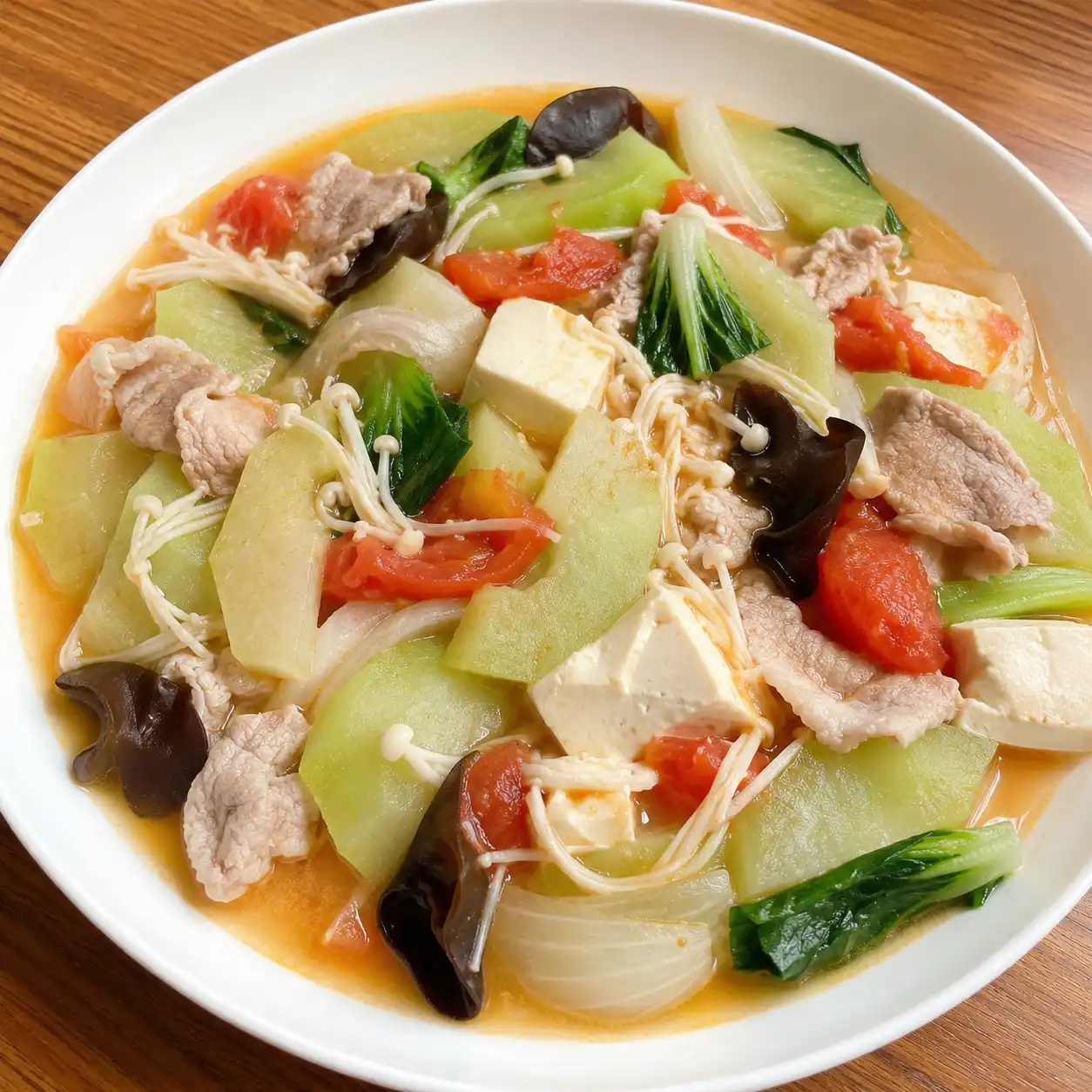 番茄瘦肉豆腐大黃瓜燴