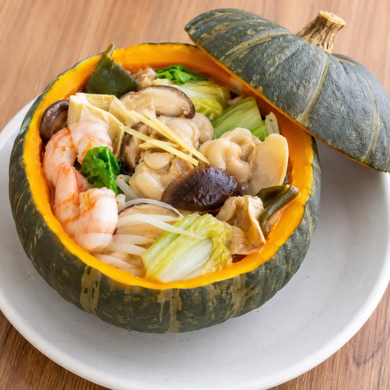 鮮菇豆皮海鮮南瓜盅