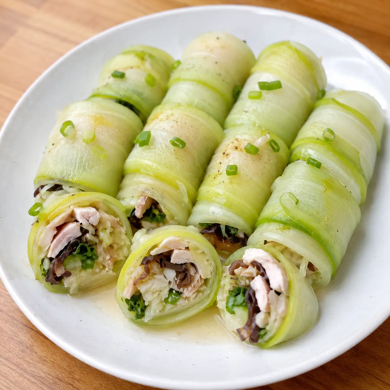白胡椒雞肉蒲瓜片蒸捲