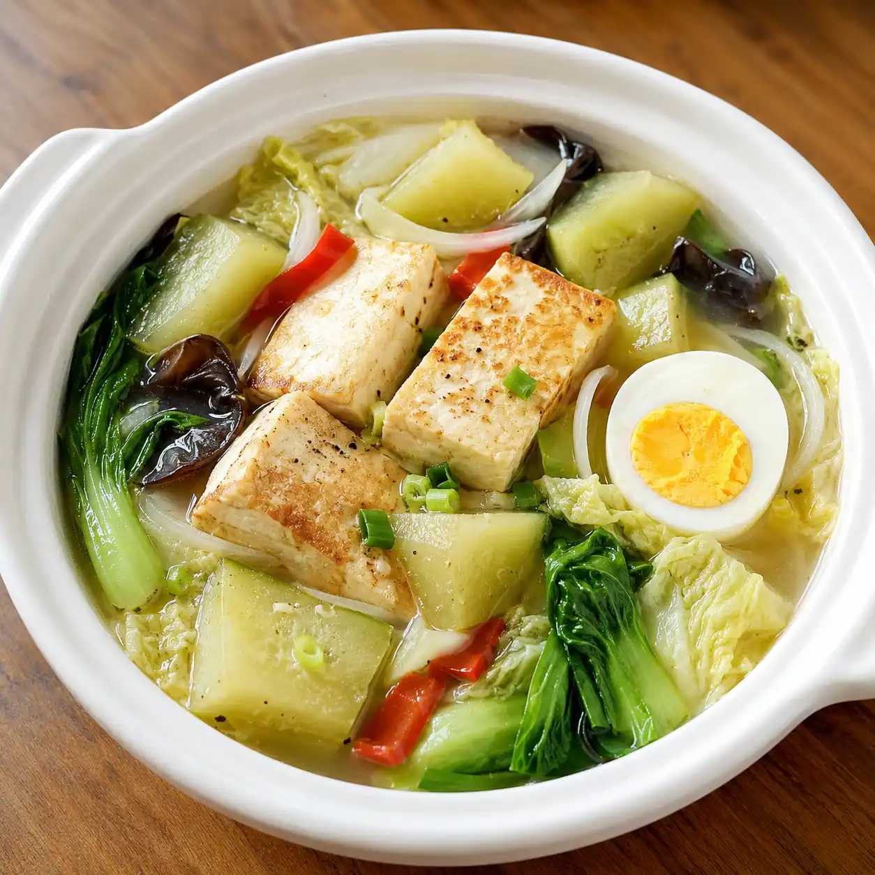 蔥燒豆腐大黃瓜白菜湯