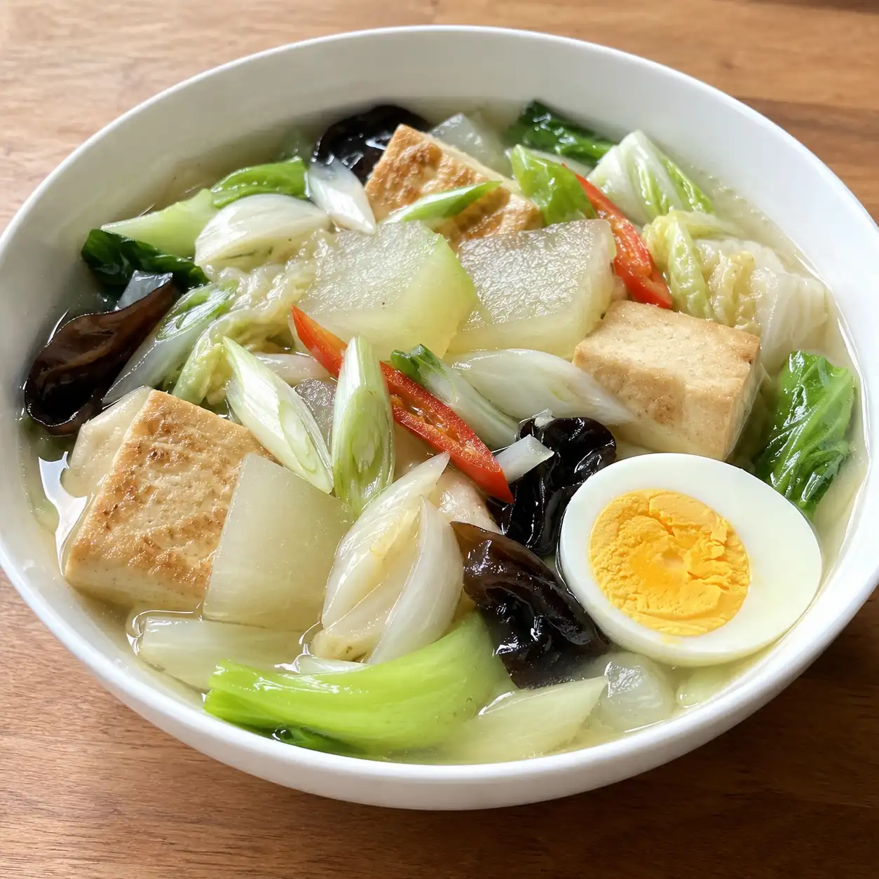 蔥燒豆腐冬瓜白菜湯