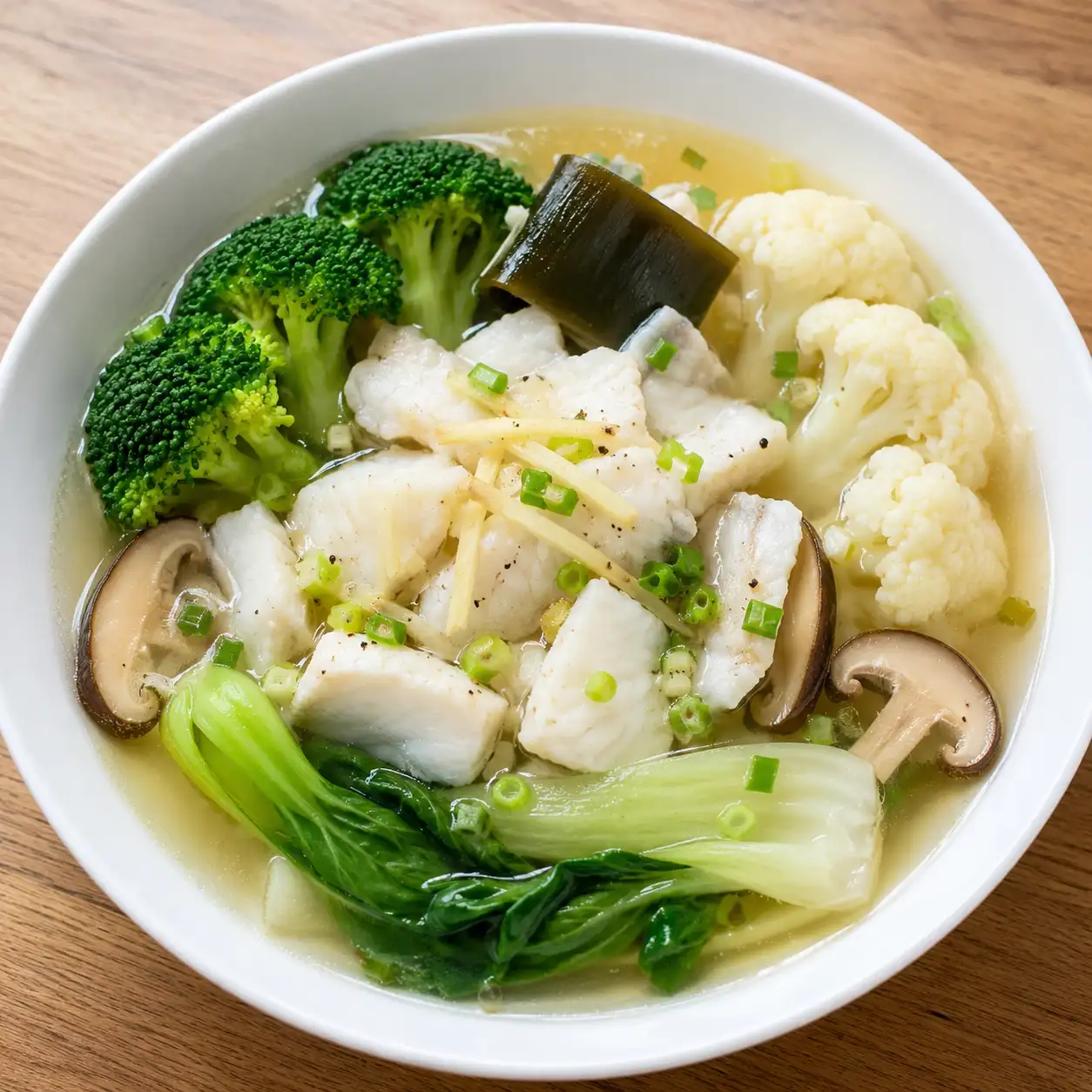 昆布魚片雙花菜清湯拼盤