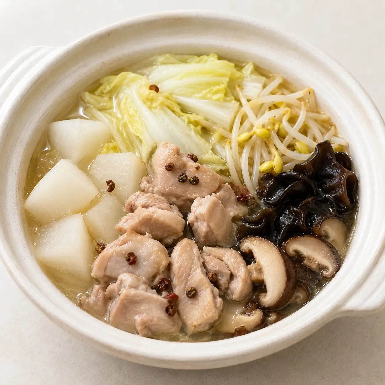 花椒雞腿蘿蔔白菜煲