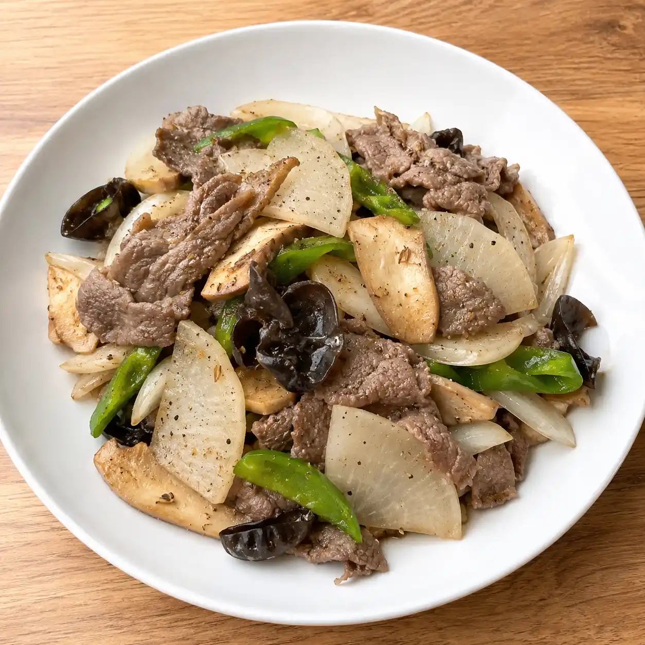 孜然牛肉蘿蔔杏鮑乾炒
