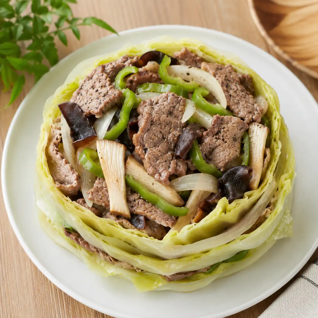 孜然牛肉高麗菜蒸塔