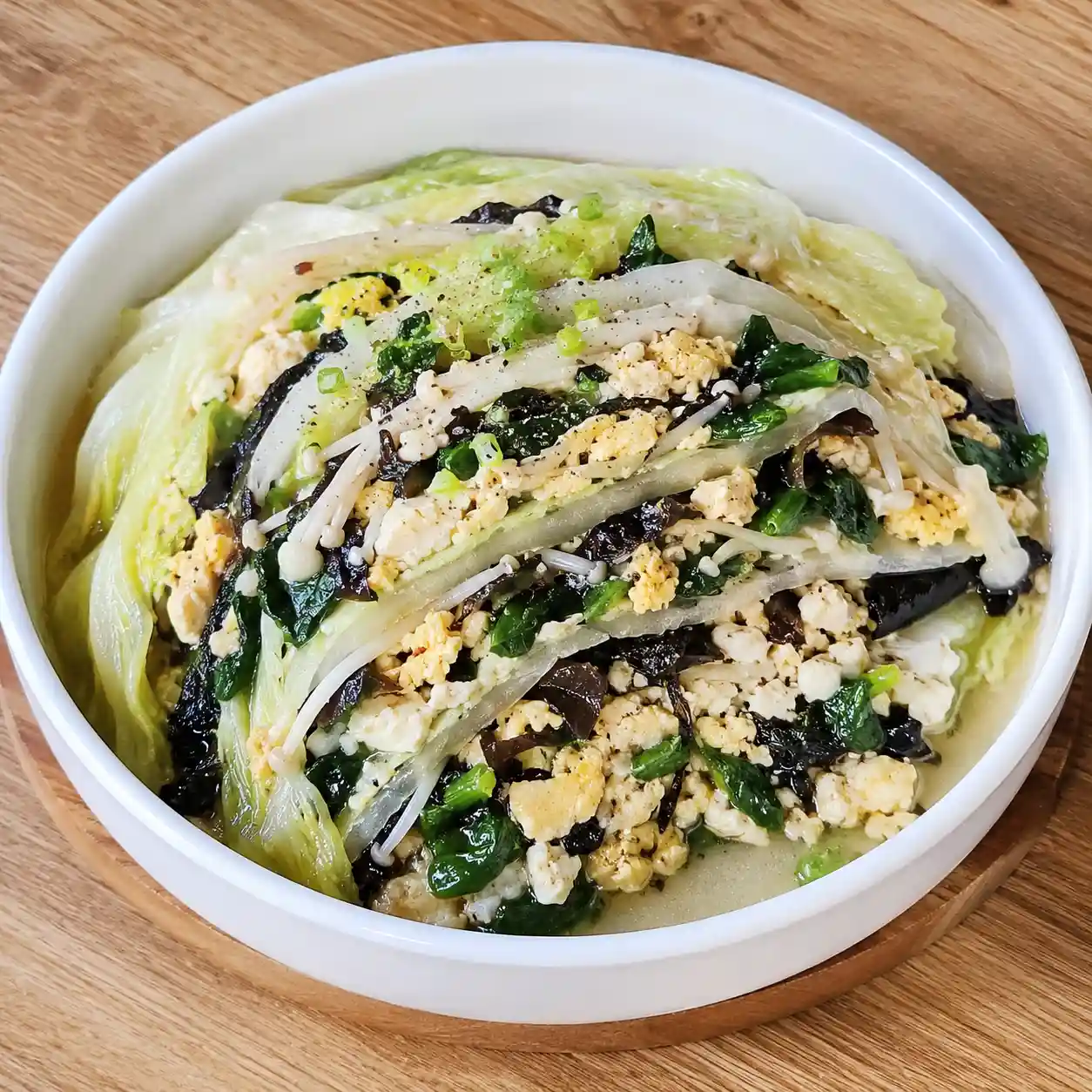 紫菜蛋豆腐高麗菜蒸層