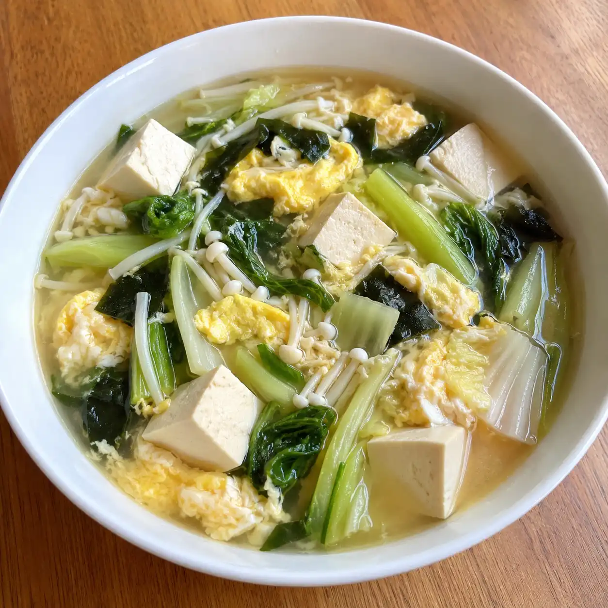 味噌豆腐花椰梗蛋花煮