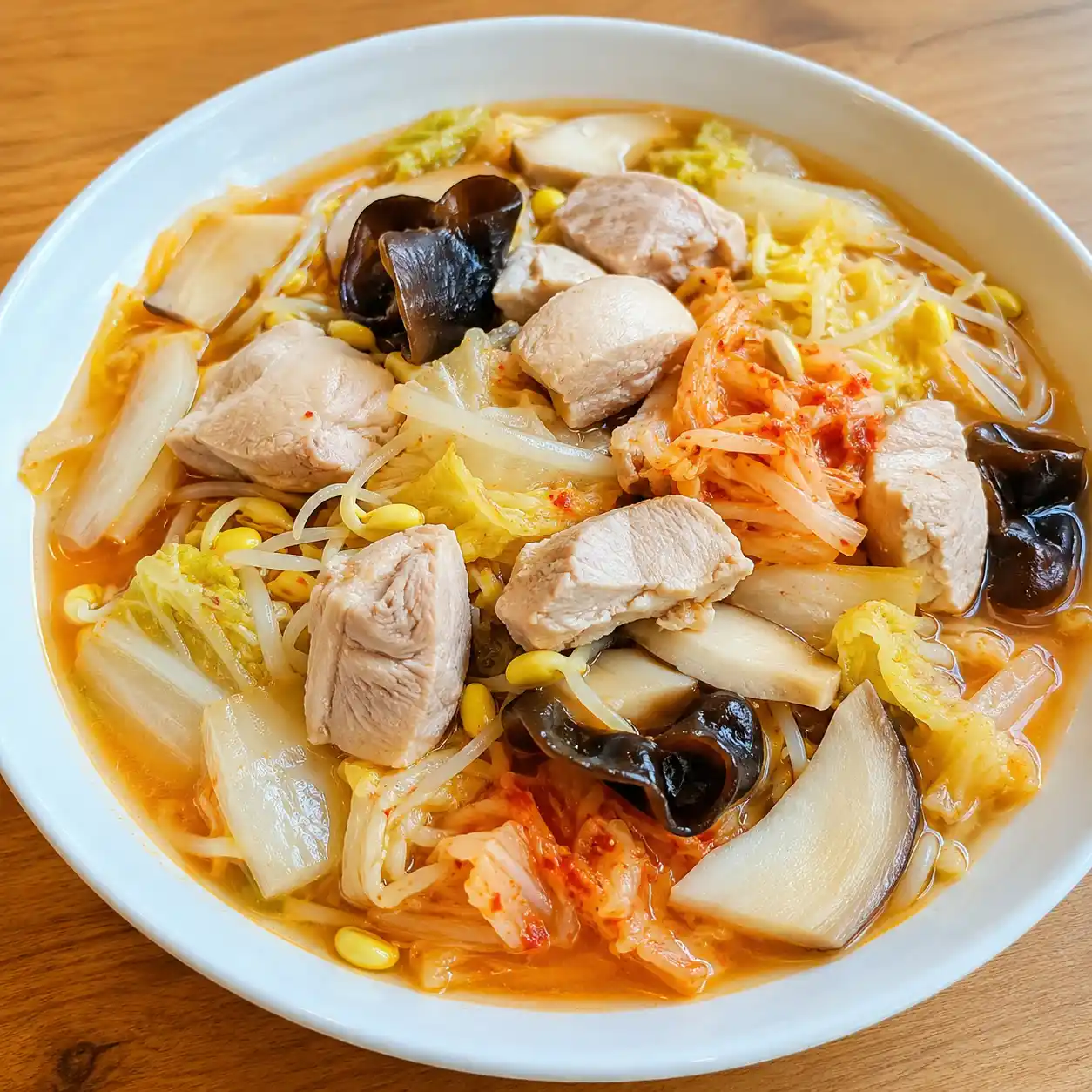 泡菜雞腿白菜豆芽鮮煮