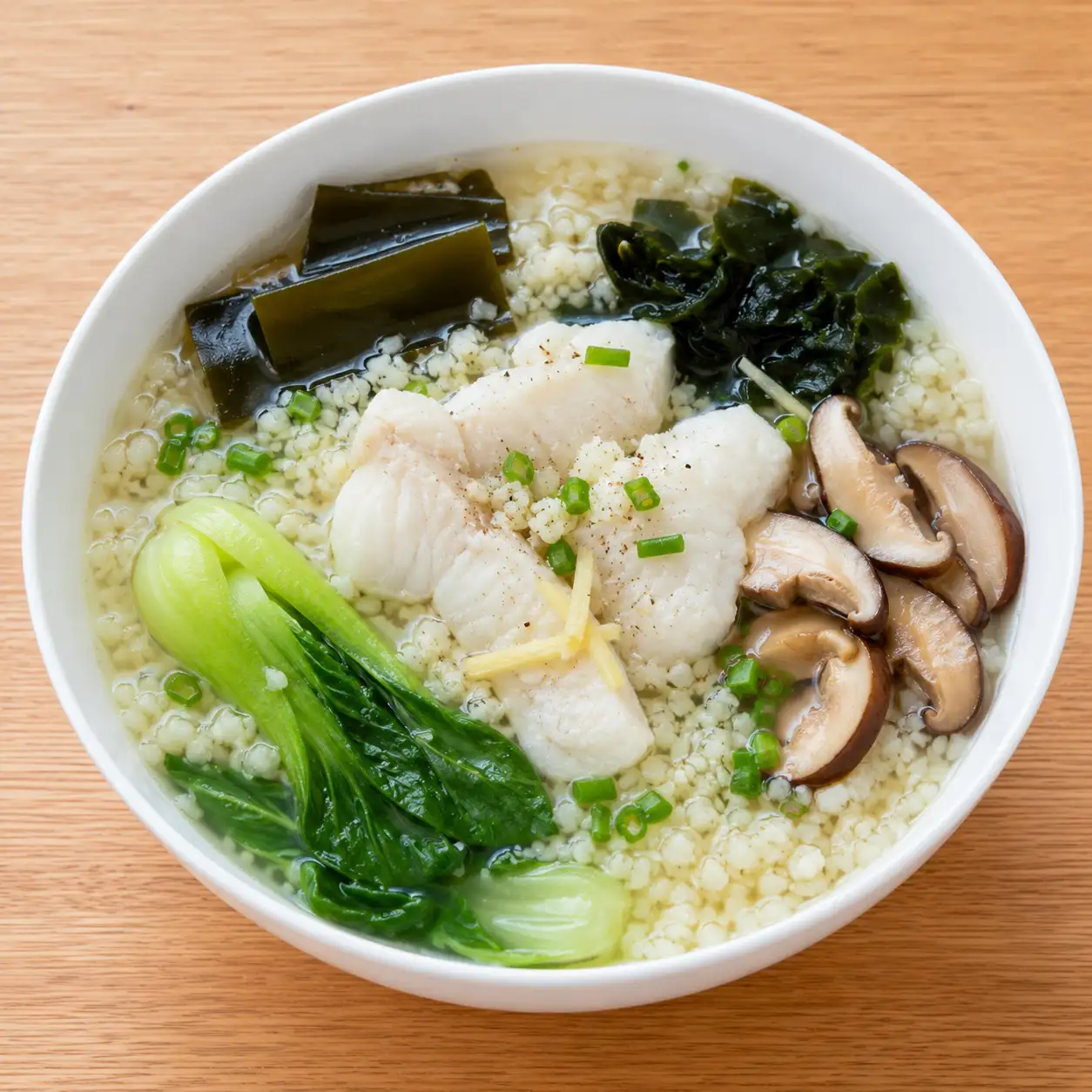昆布魚片白花椰湯飯感