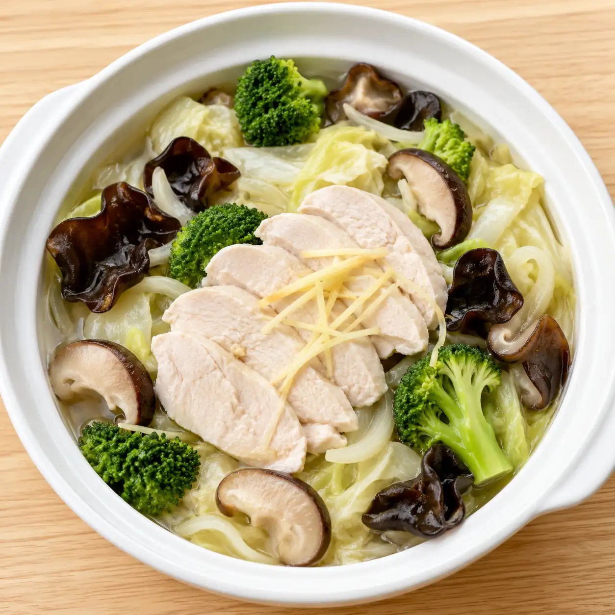 薑絲雞胸高麗菜一鍋餐