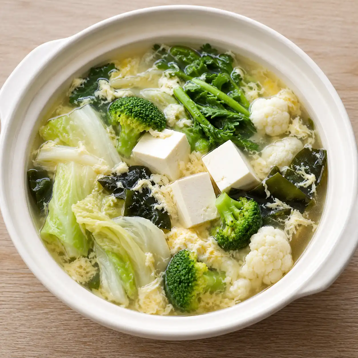 味噌豆腐十字花科蛋花鍋