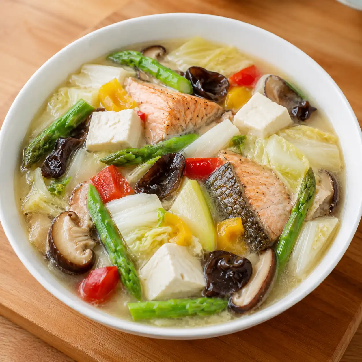 蘆筍鮭魚豆腐味噌滑羹
