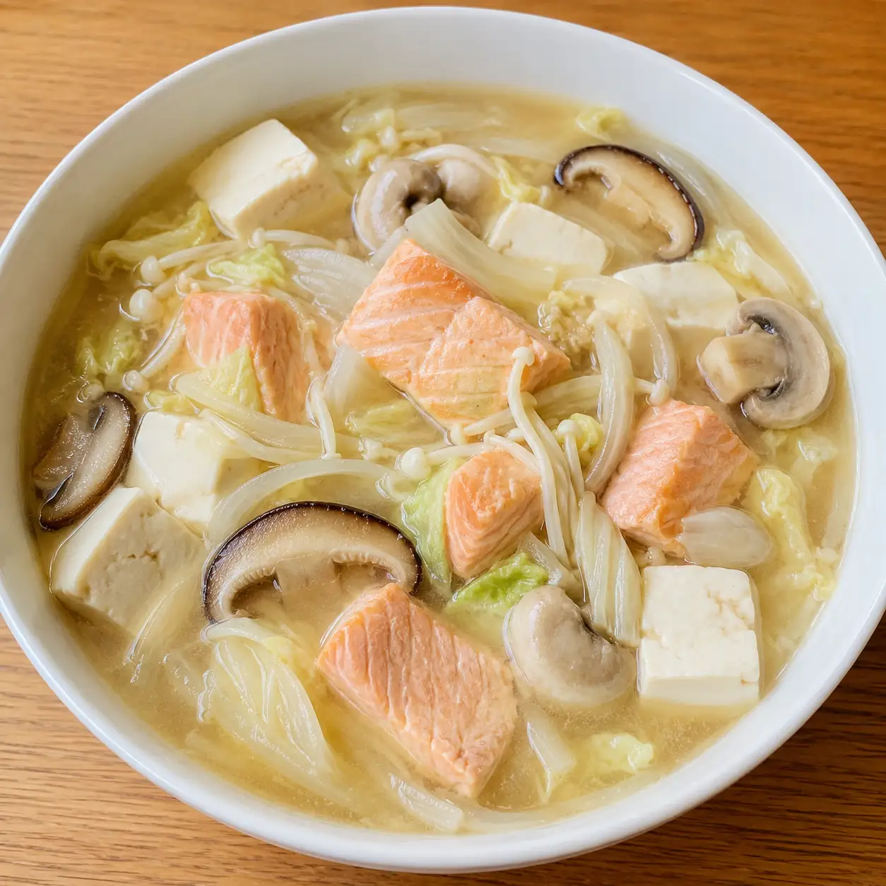 洋蔥菇香鮭魚豆腐味噌羹