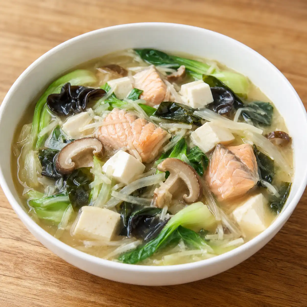 青江菜鮮菇鮭魚豆腐味噌羹