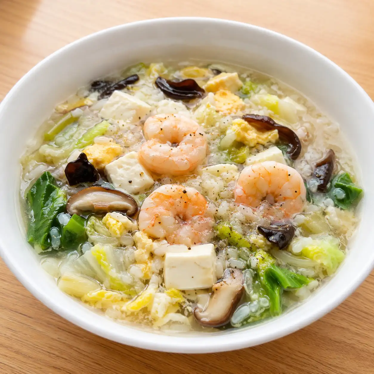 花椰米蝦仁豆腐滑羹飯感