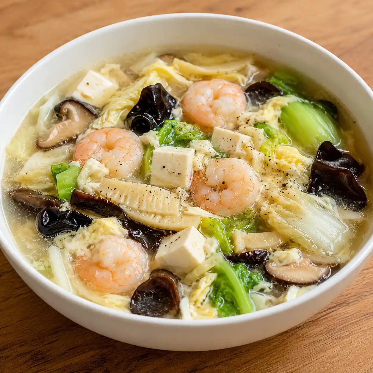 筍絲蝦仁豆腐蛋花滑羹