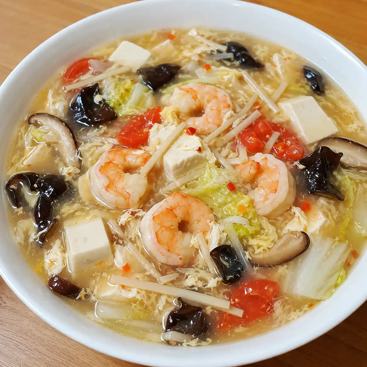 酸辣木耳蝦仁豆腐滑羹