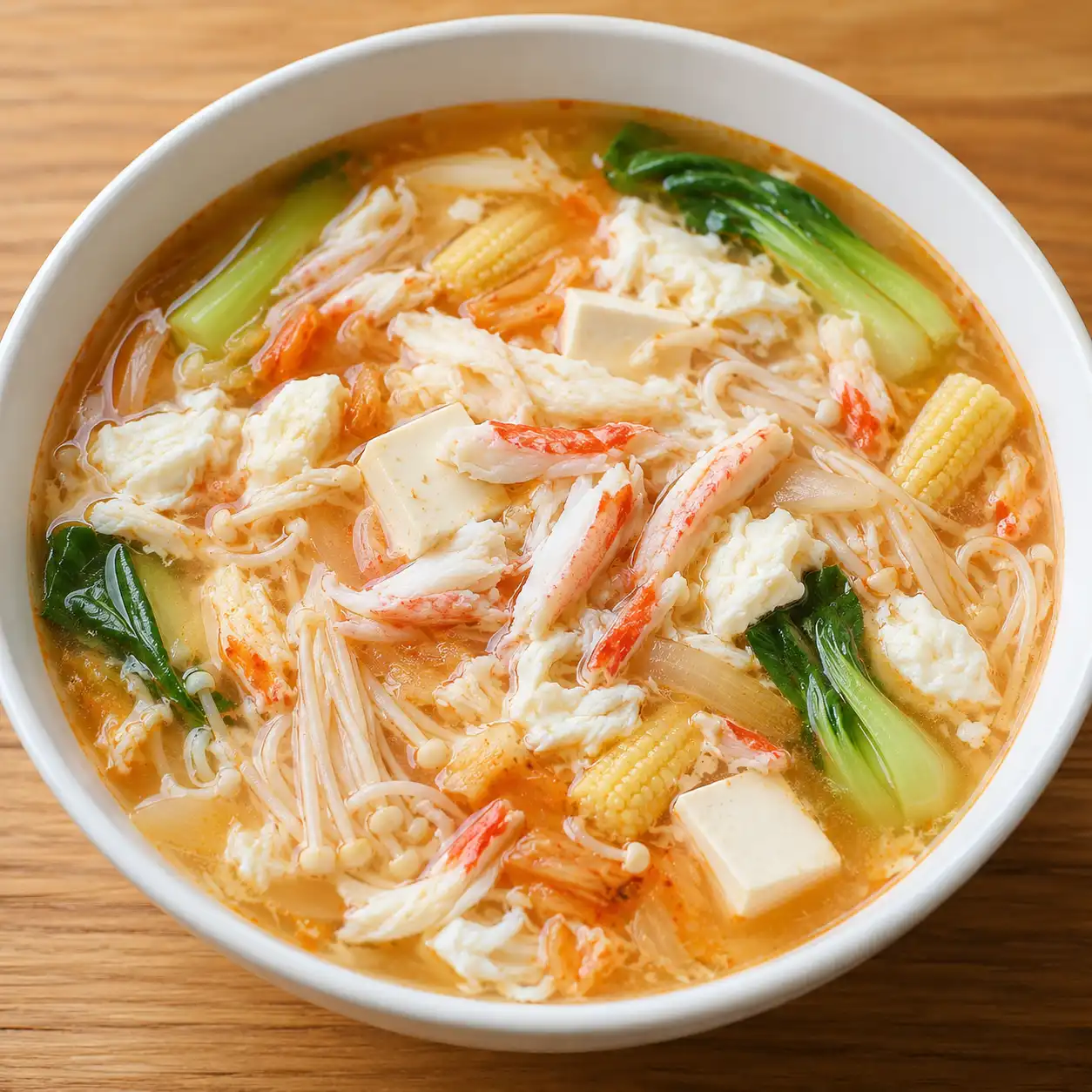 泡菜蟹肉豆腐蛋白羹