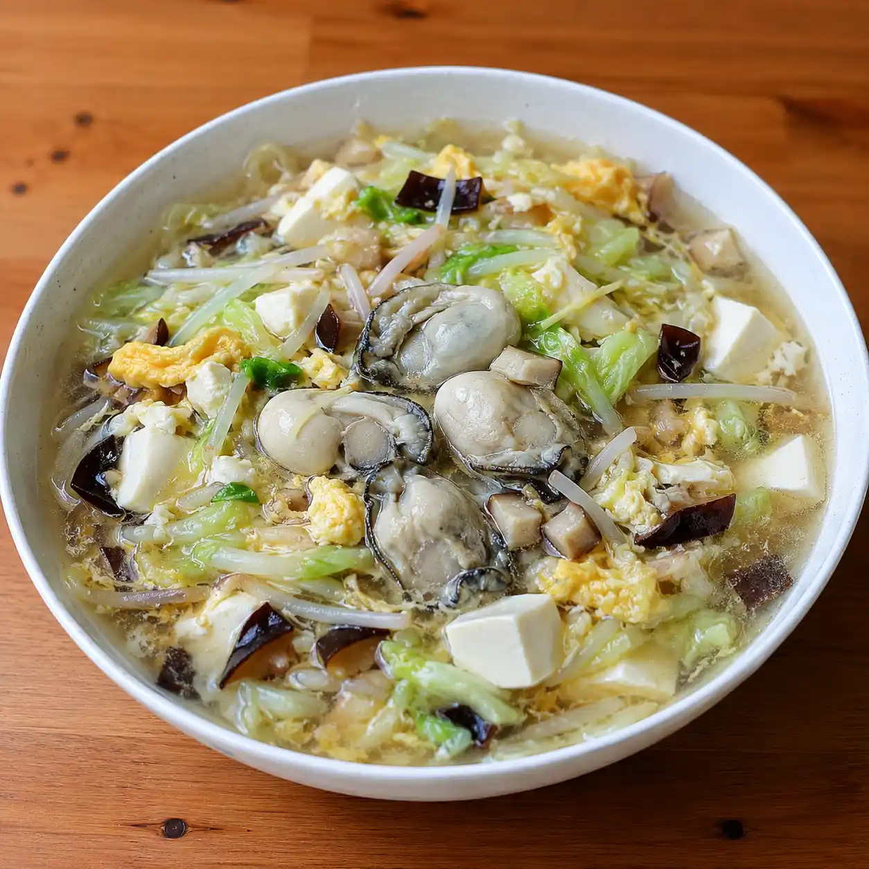 香菇白菜鮮蚵滑蛋豆腐羹
