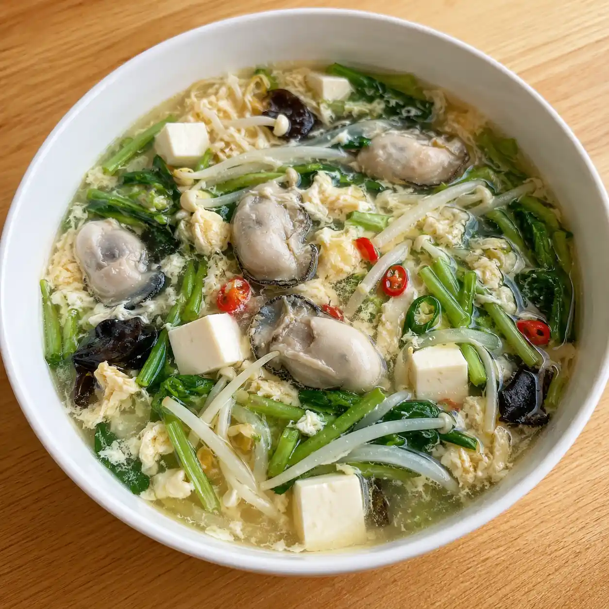 蒜辣豆芽空心菜鮮蚵豆腐蛋花羹