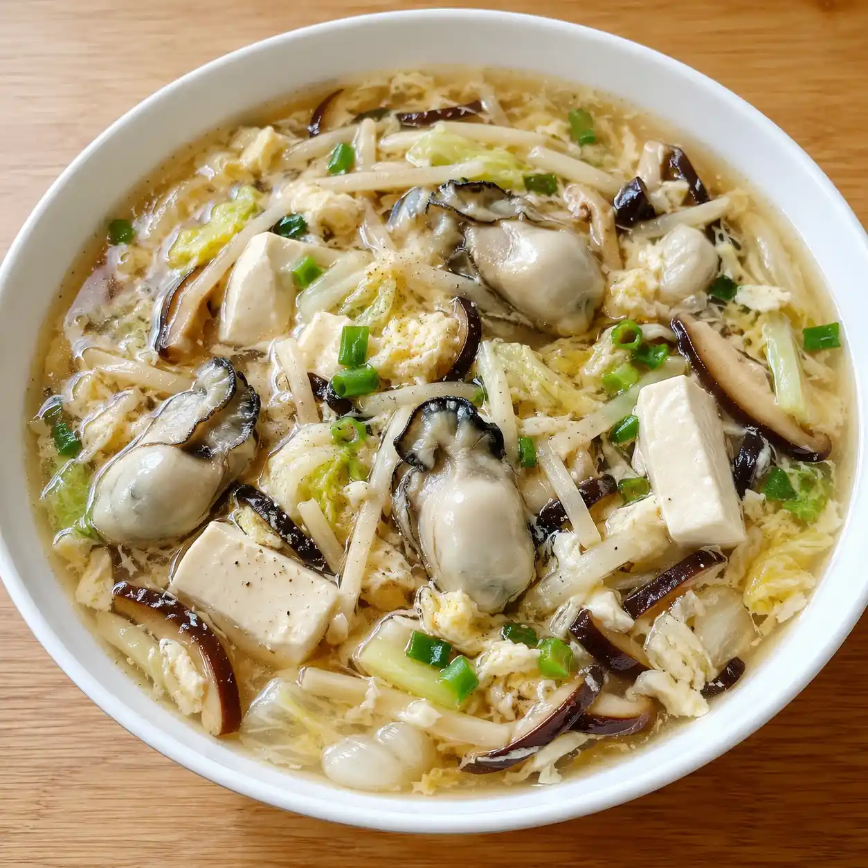 黑醋胡椒筍絲鮮蚵豆腐蛋花羹