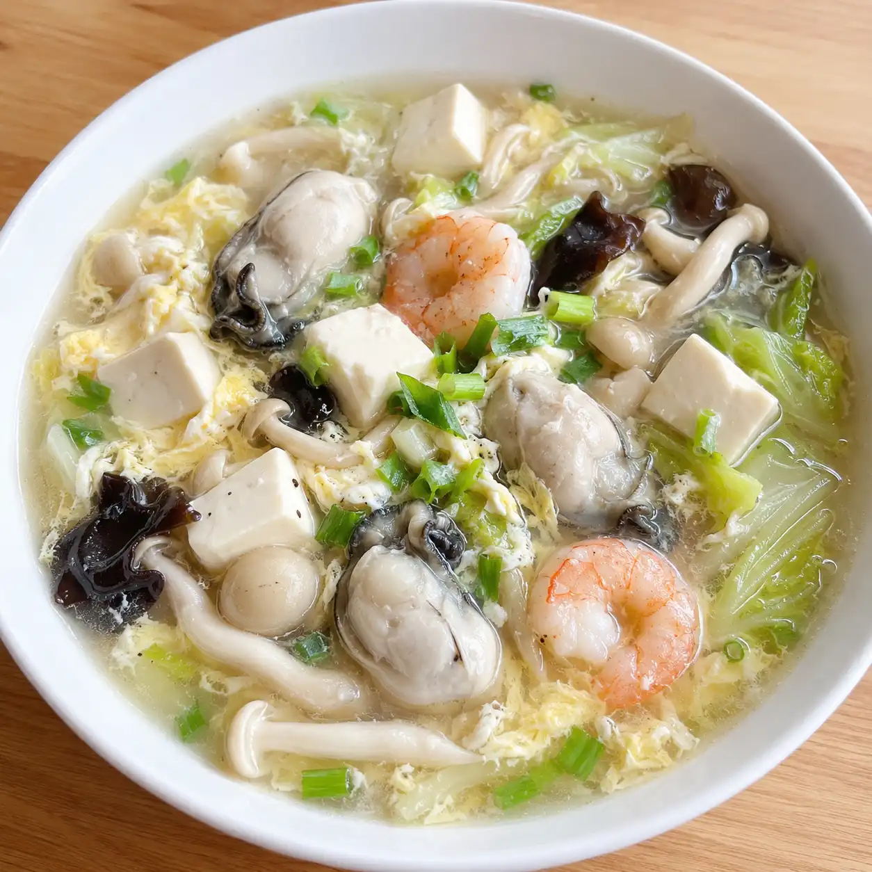 蝦仁雙菇鮮蚵豆腐蛋花羹