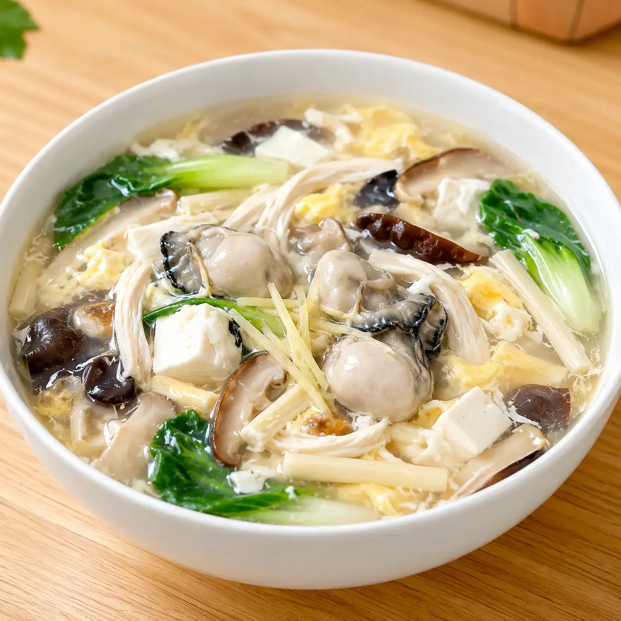 雞胸絲鮮蚵豆腐蛋花羹