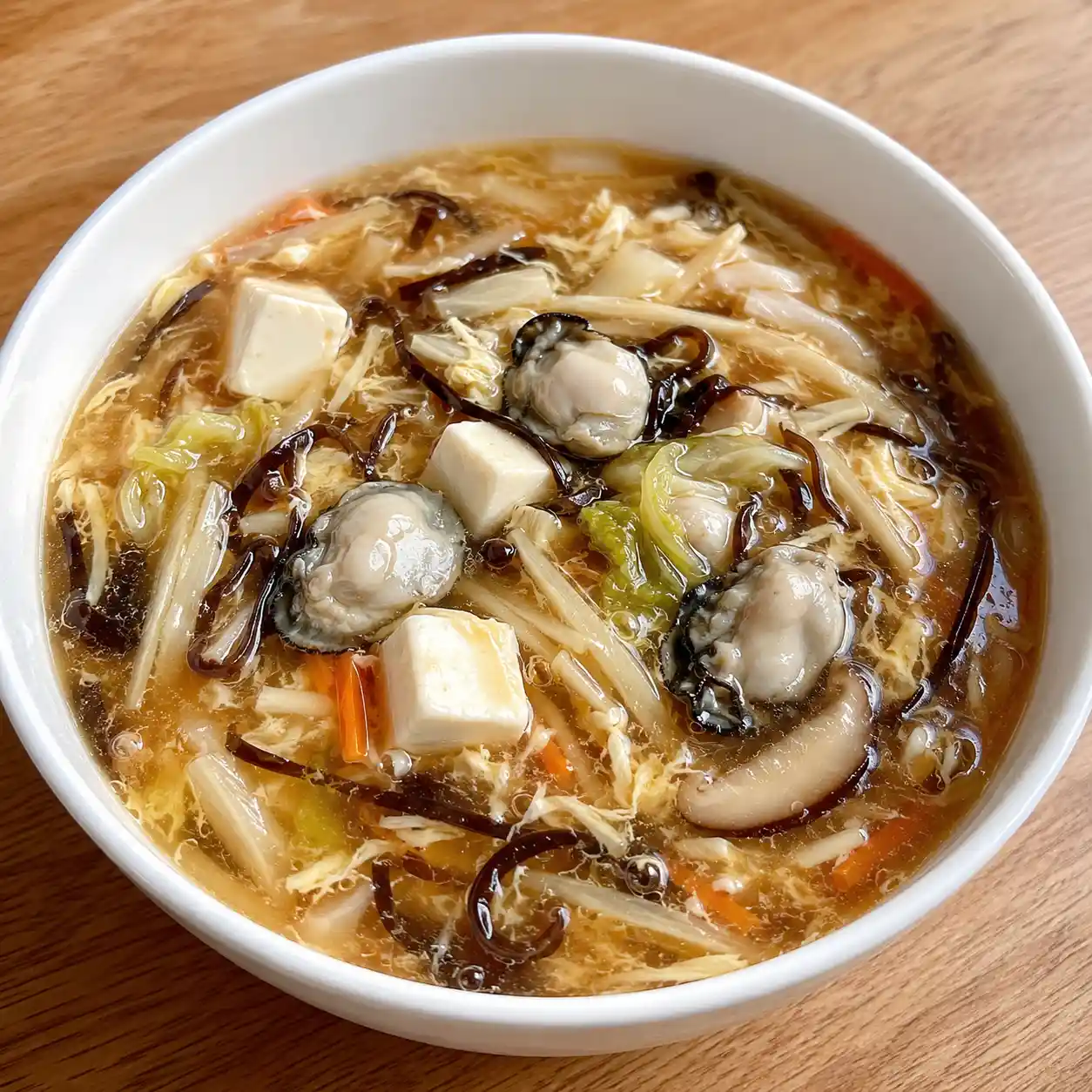 酸辣木耳筍絲鮮蚵豆腐蛋花羹