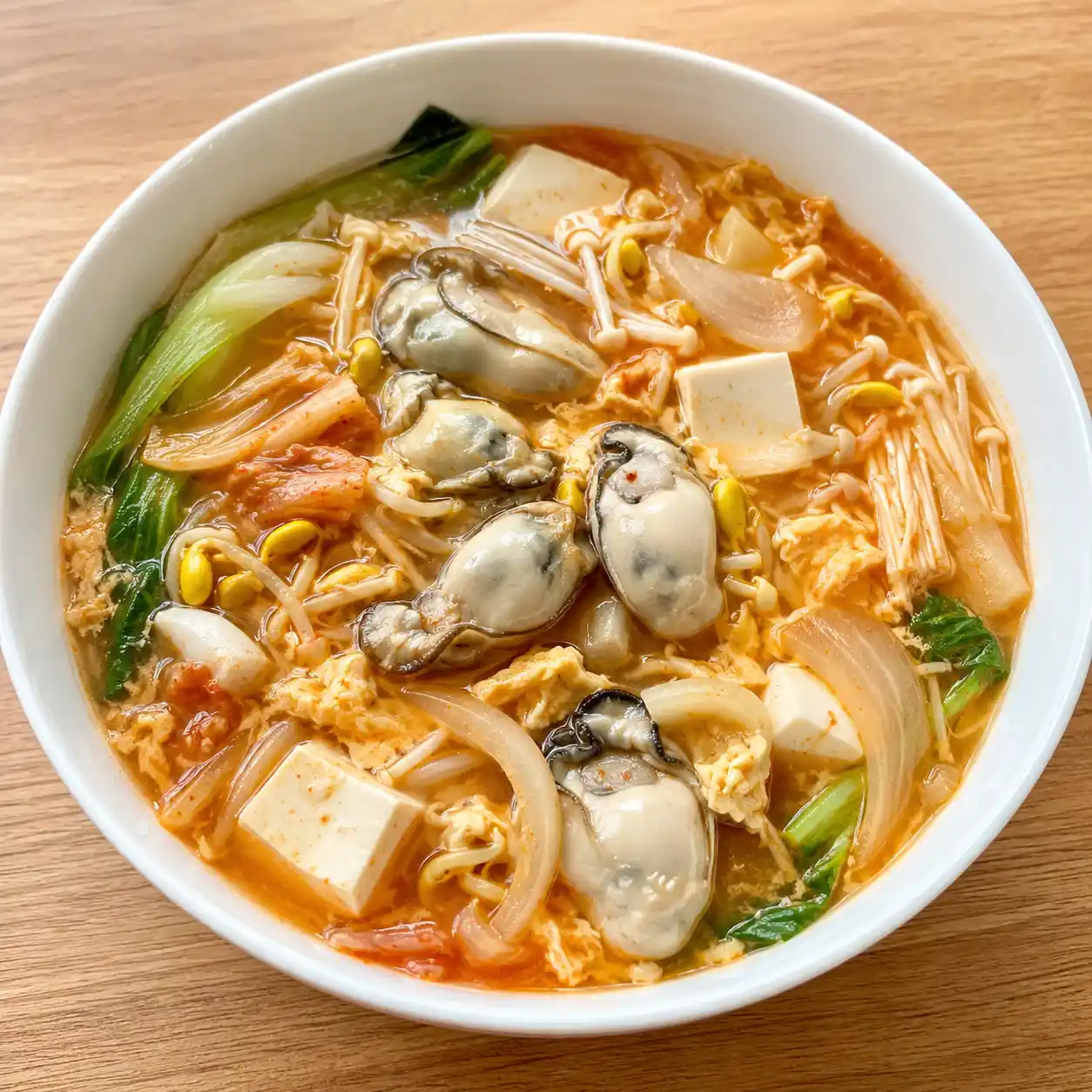 韓式泡菜豆芽鮮蚵豆腐蛋花羹