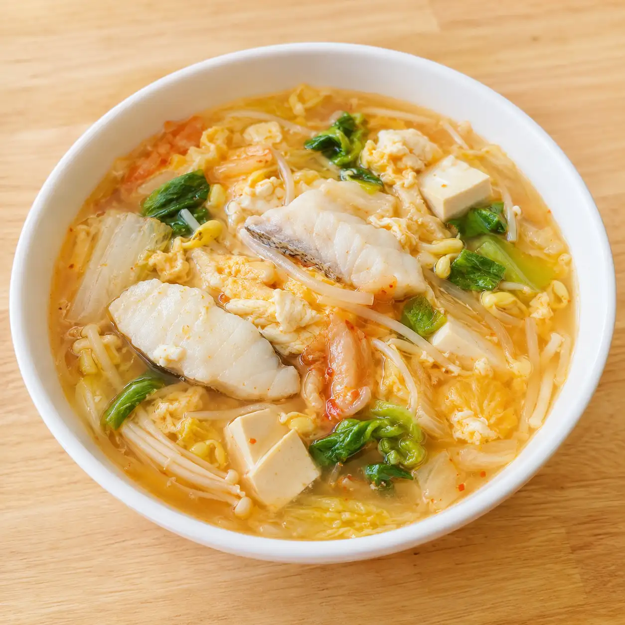 泡菜魚片豆芽蛋花薄羹