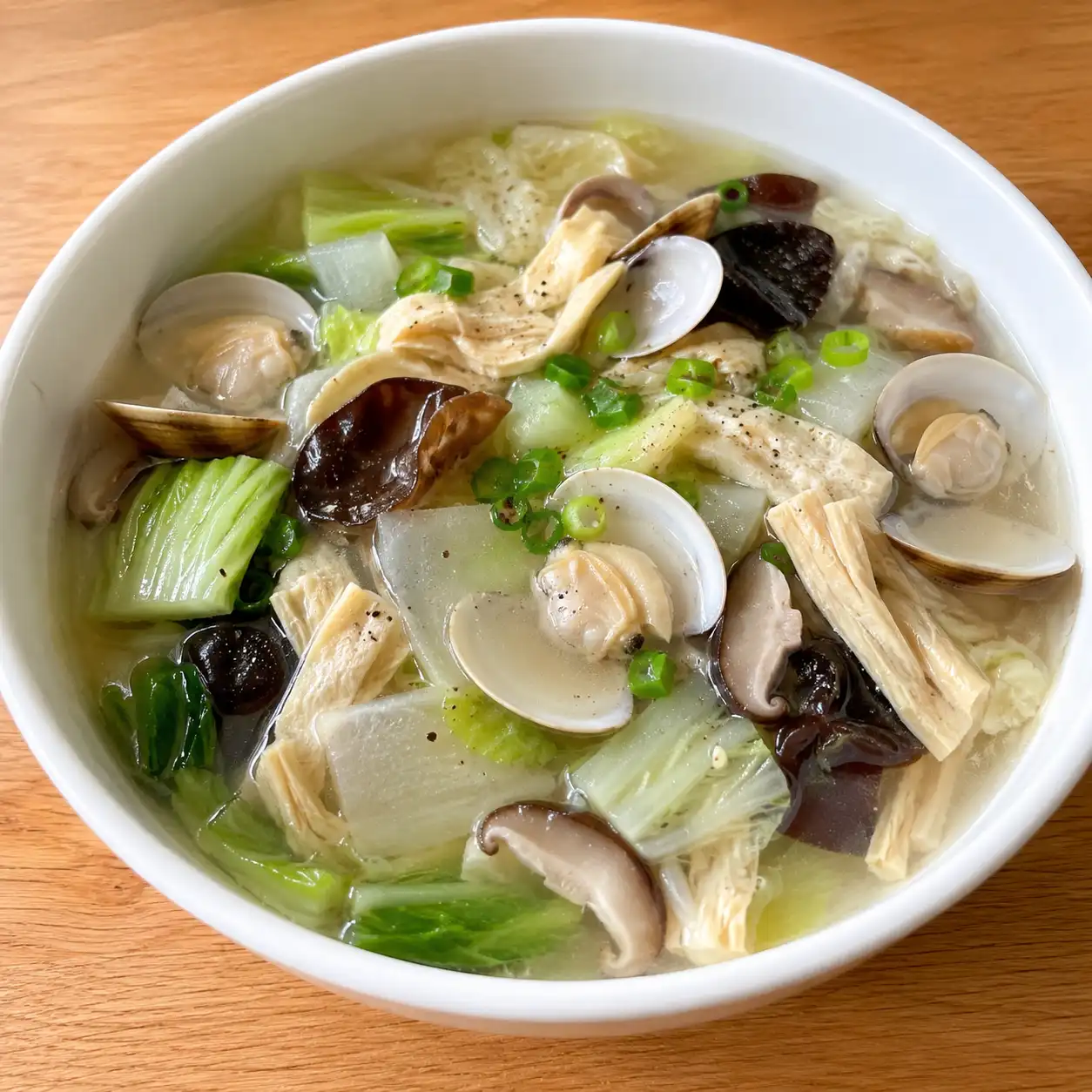 豆皮蛤蜊白菜香菇薄羹