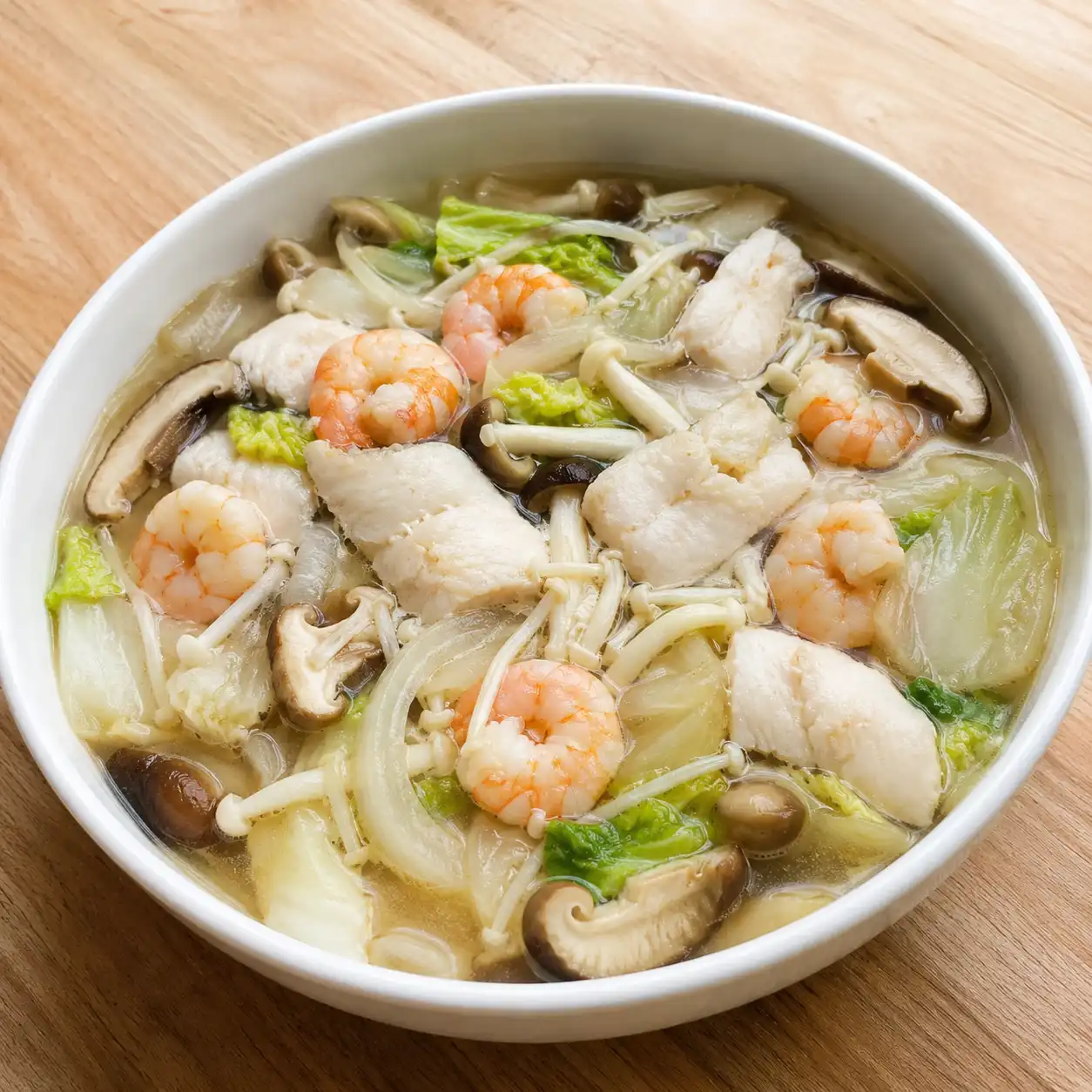 洋蔥菇香蝦仁魚片滑羹