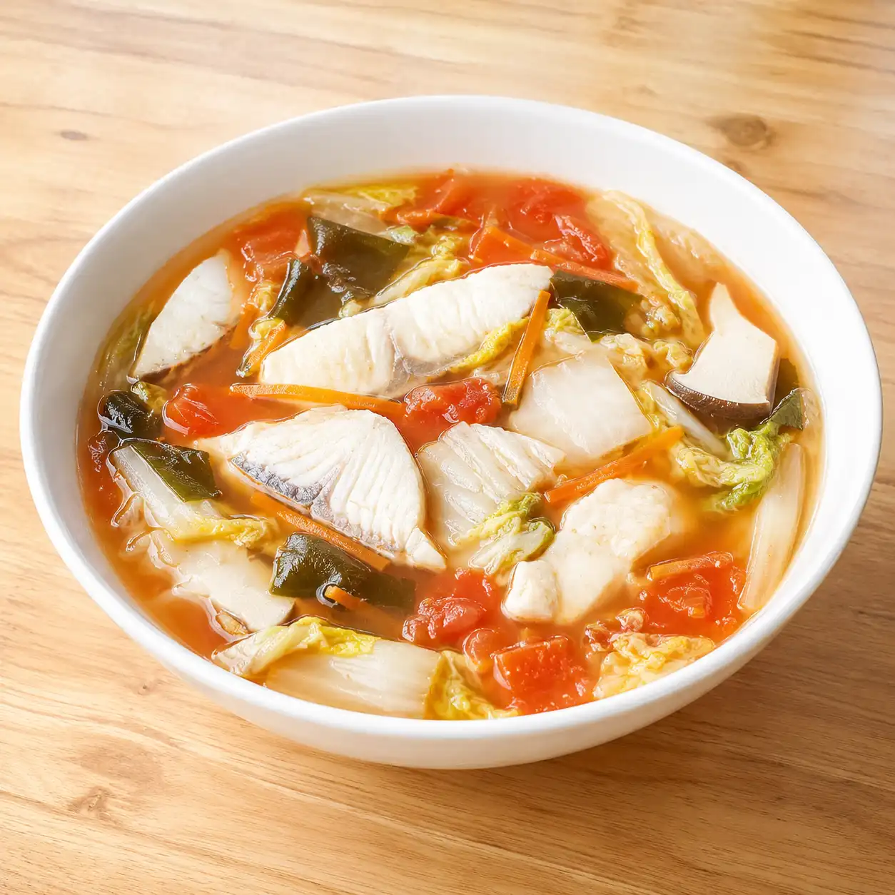 番茄梅醋鯛魚白菜羹