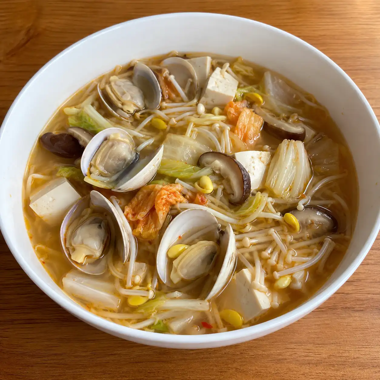 泡菜蛤蜊豆芽香菇薄羹