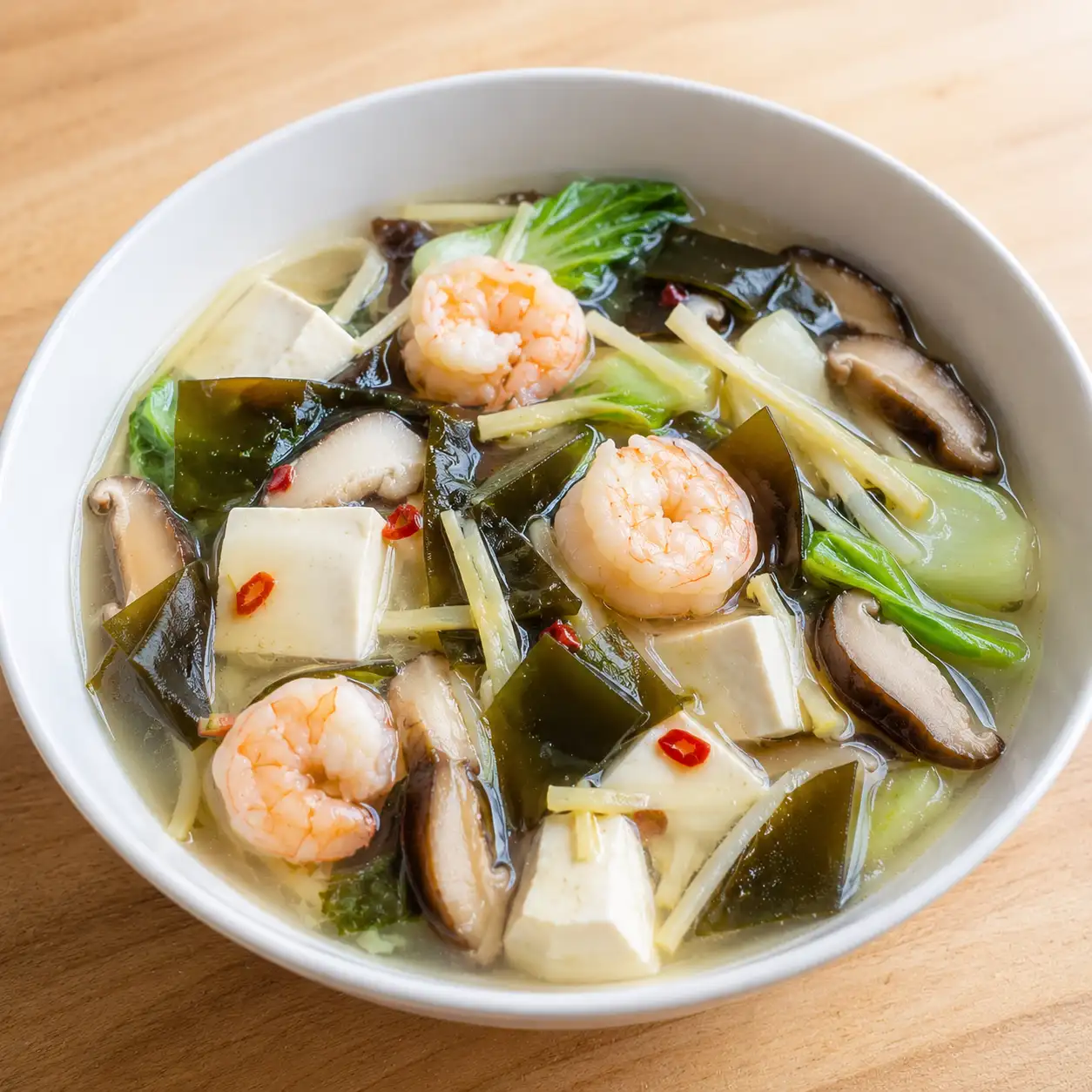 昆布酸辣鮮蝦豆腐羹