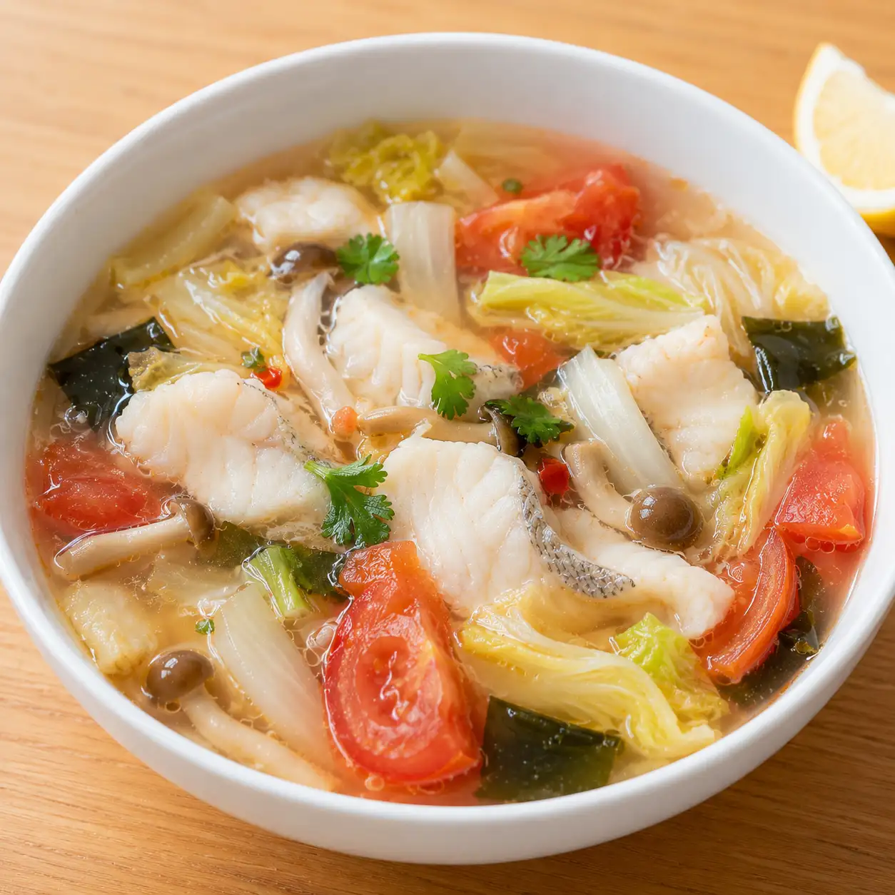 檸香魚片番茄白菜羹