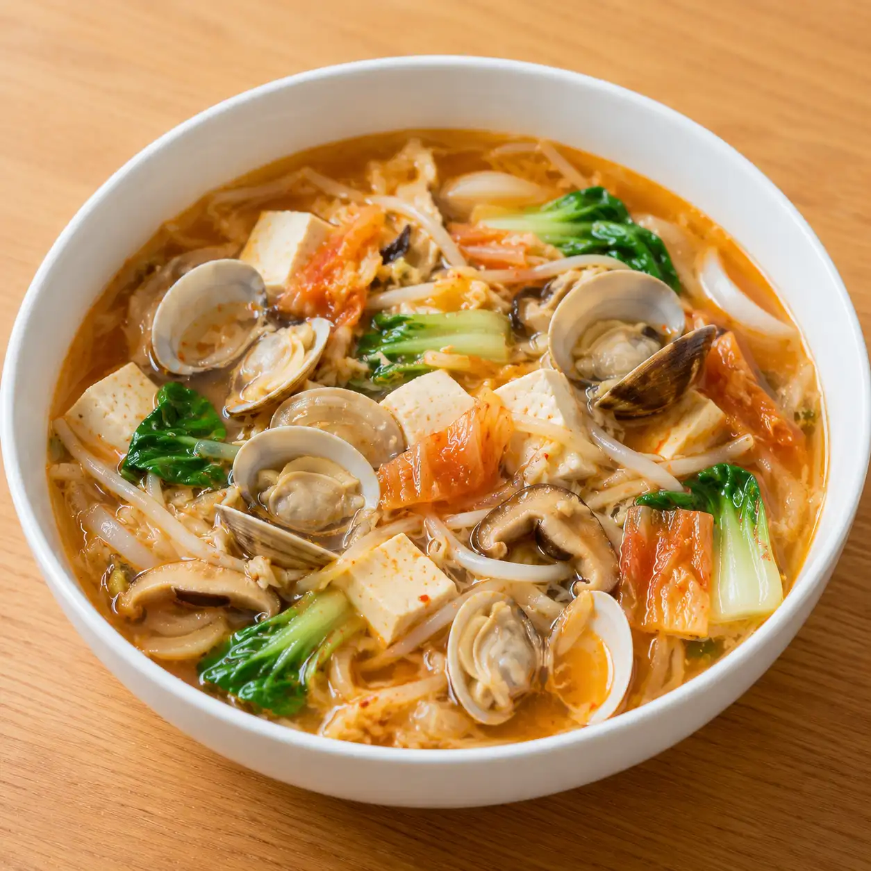 泡菜蛤蜊豆腐菇菇羹