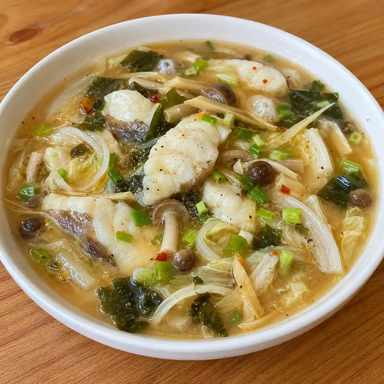 味噌酸辣鱈魚菇菜羹