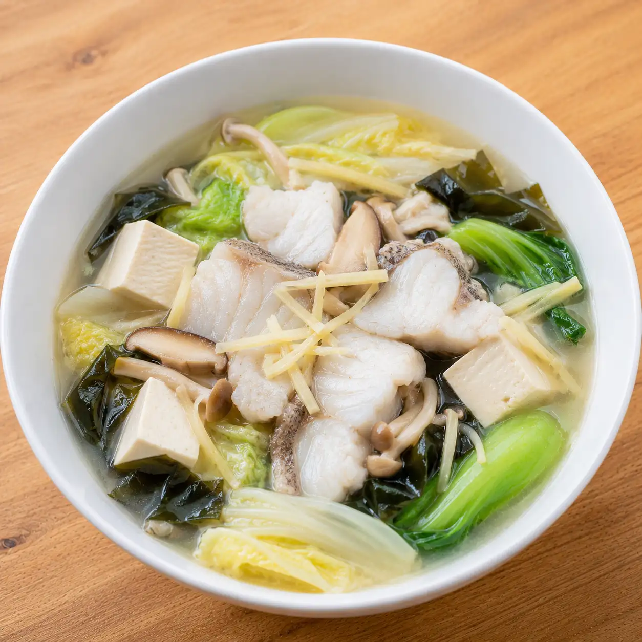薑絲鱸魚白菜菇菇暖胃羹