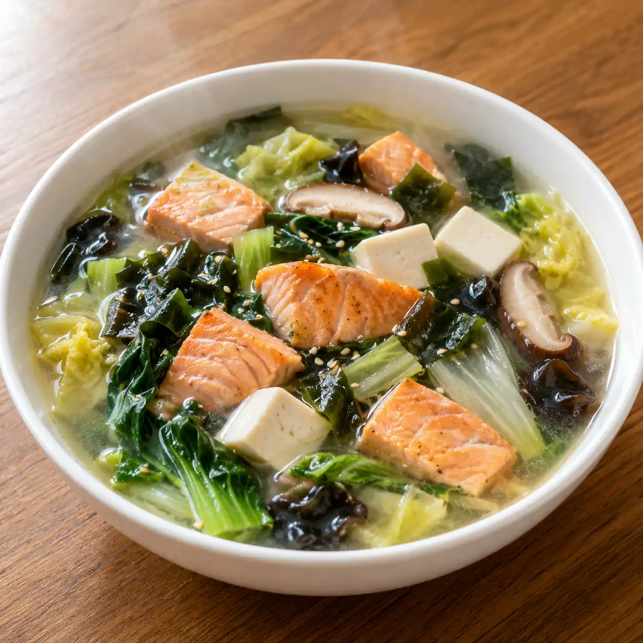 胡麻昆布海帶芽豆腐鮭魚羹