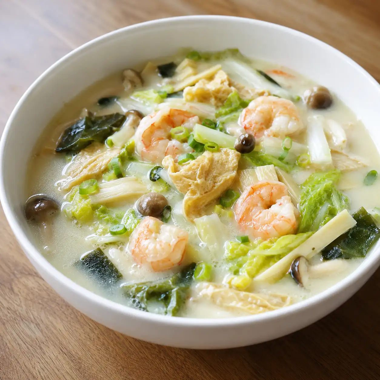 豆皮鮮蝦豆漿滑羹